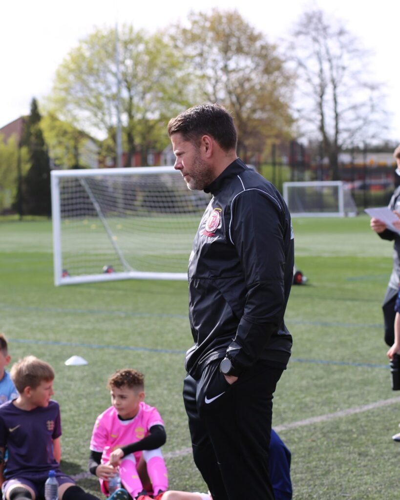 James Beattie coaching young players at a James Beattie Football Academy session