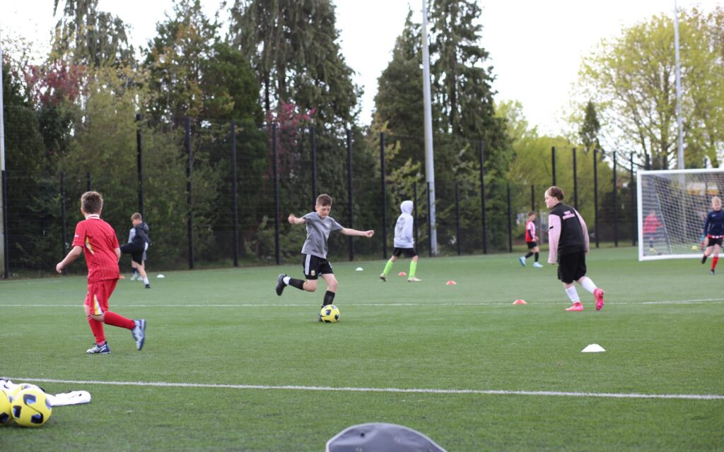 Young players competing in a match
